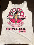 LADIES Double D White Tank w/Pink & Black Lettering - THE ORIGINAL! LIMITED!