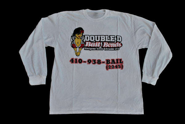 Unisex Double D White LS Tee w/Red & Black Lettering - THE ORIGINAL! LIMITED!