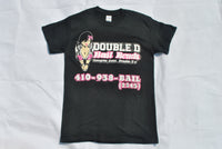 LADIES Double D Black SS Tee w/Pink & White Lettering - THE ORIGINAL! LIMITED!
