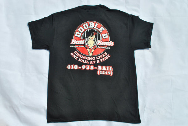 Unisex Double D Black SS Tee w/Red & White Lettering - THE